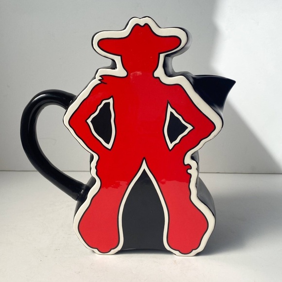 Retired DEPT 56  RODEO JUICE PITCHER   MCM RED & YELLOW COWBOY  🤠 SILHOUETTE - Picture 1 of 16